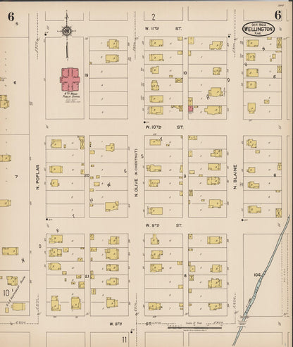 Sanborn Fire Insurance Map from Wellington, Sumner County, Kansas (1922), Sheet #0006 - Complete Map Set gallery image, historic Sanborn map, vintage wall art, Kansas Kansas