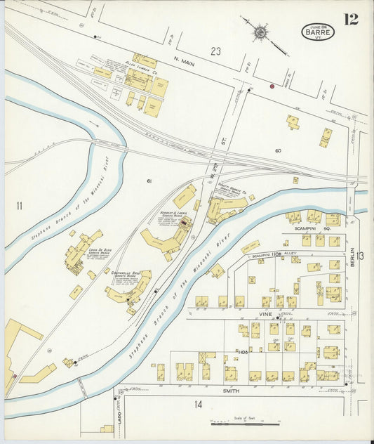 Sanborn Fire Insurance Map from Barre, Washington County, Vermont (1916), Sheet #0012 - Historic Sanborn Fire Insurance Map Print, vintage old map wall art, antique decor, genealogy gift, Vermont Vermont map