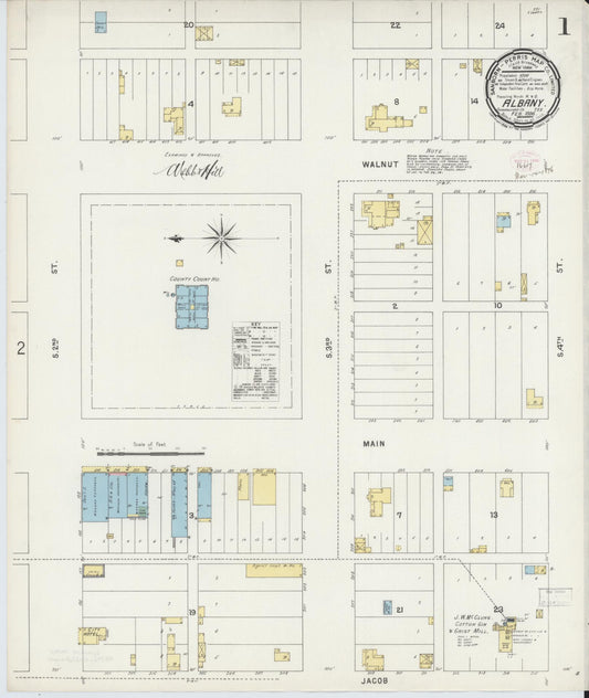 Sanborn Fire Insurance Map from Albany, Shackelford County, Texas (1896), Sheet #0001 - Historic Sanborn Fire Insurance Map Print, vintage old map wall art, antique decor, genealogy gift, Texas Texas map