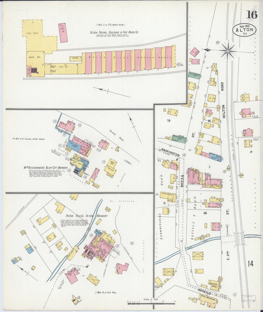 Sanborn Fire Insurance Map from Alton, Madison County, Illinois (1902), Sheet #0016 - Historic Sanborn Fire Insurance Map Print, vintage old map wall art, antique decor, genealogy gift, Illinois Illinois map