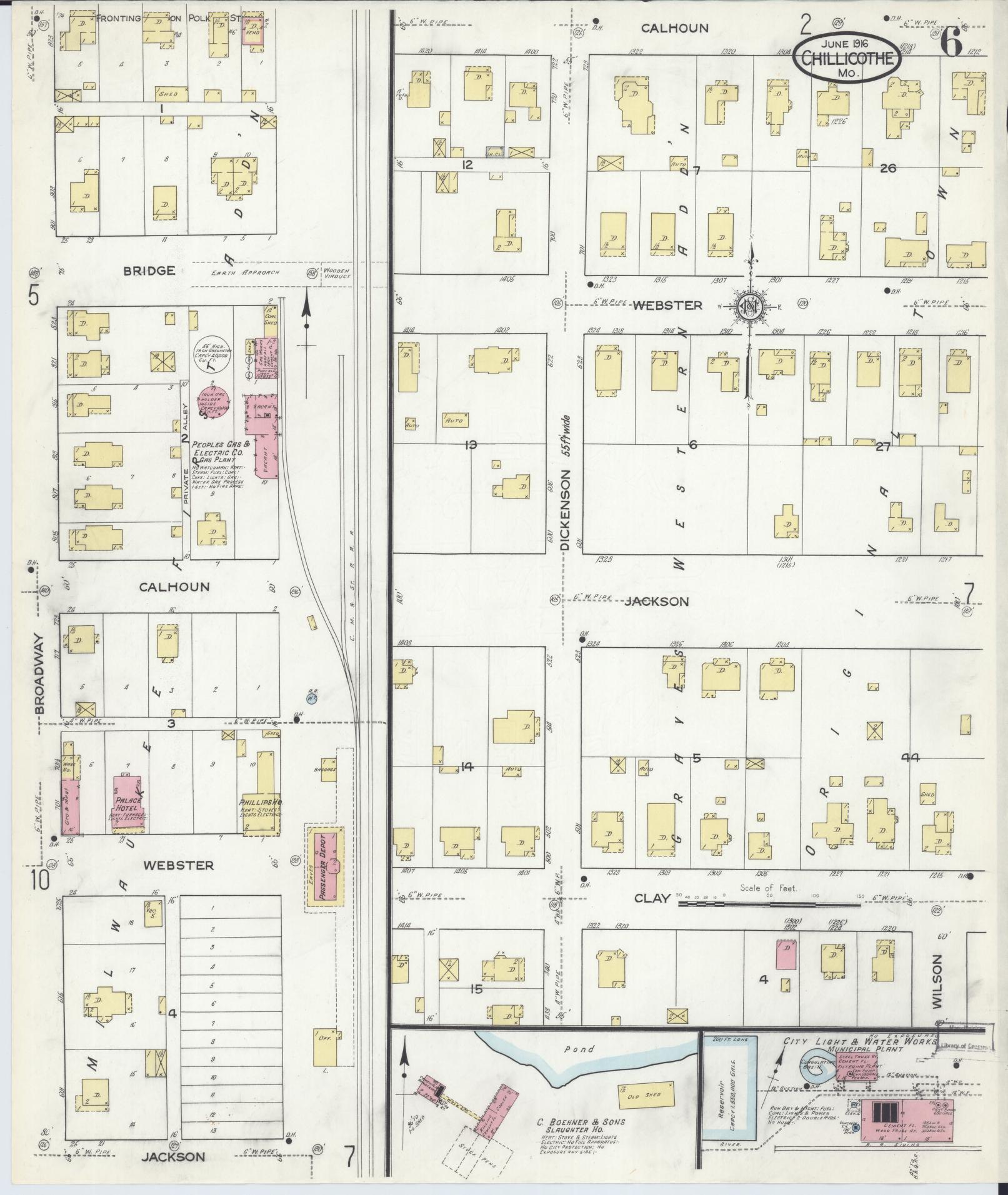 Sanborn Fire Insurance Map from Chillicothe, Livingston County, Missouri (1916), Sheet #0006 - Complete Map Set gallery image, historic Sanborn map, vintage wall art, Missouri Missouri