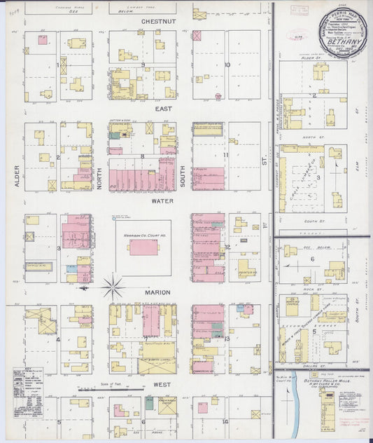 Sanborn Fire Insurance Map from Bethany, Harrison County, Missouri (1892), Sheet #0001 - Historic Sanborn Fire Insurance Map Print, vintage old map wall art, antique decor, genealogy gift, Missouri Missouri map