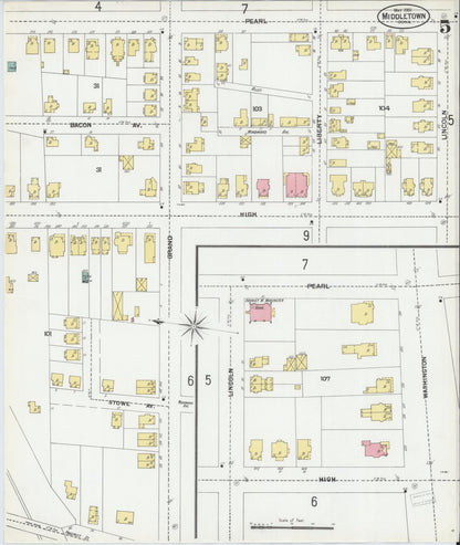 Sanborn Fire Insurance Map from Middletown, Middlesex County, Connecticut (1901), Sheet #0005 - Complete Map Set gallery image, historic Sanborn map, vintage wall art, Connecticut Connecticut