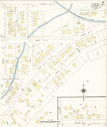 Sanborn Fire Insurance Map from Kellogg, Shoshone County, Idaho (1918), Sheet #0007 - Complete Map Set gallery image, historic Sanborn map, vintage wall art, Idaho Idaho