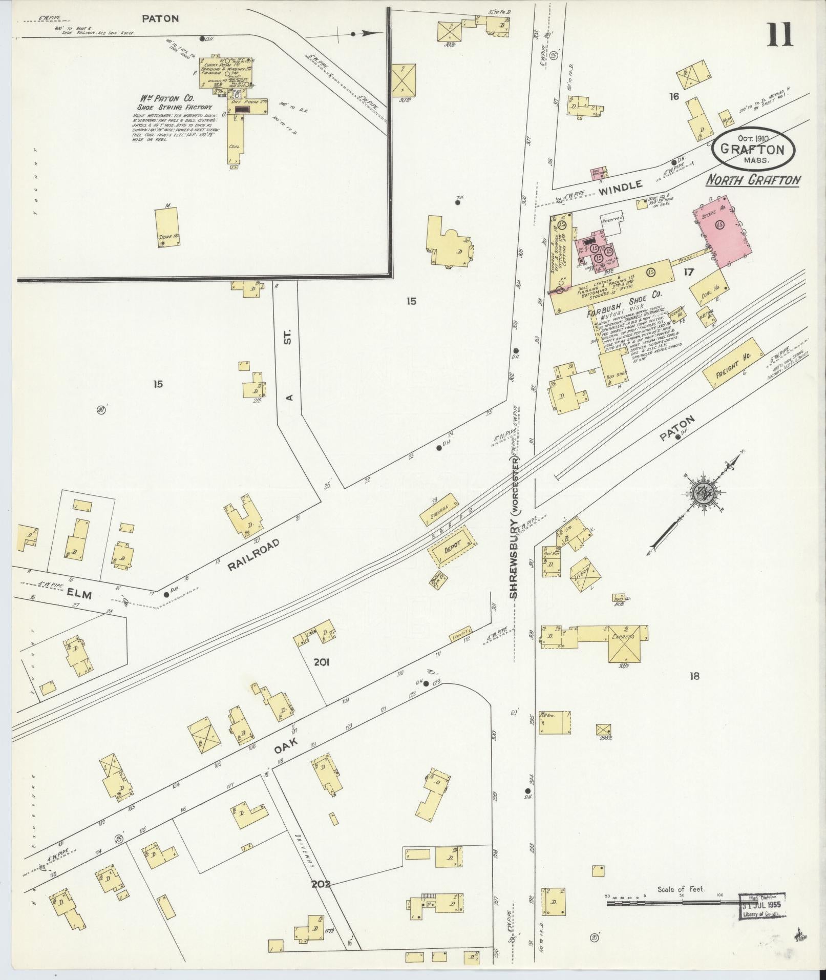Sanborn Fire Insurance Map from Grafton, Worcester County, Massachusetts (1910), Sheet #0011 - Complete Map Set gallery image, historic Sanborn map, vintage wall art, Massachusetts Massachusetts
