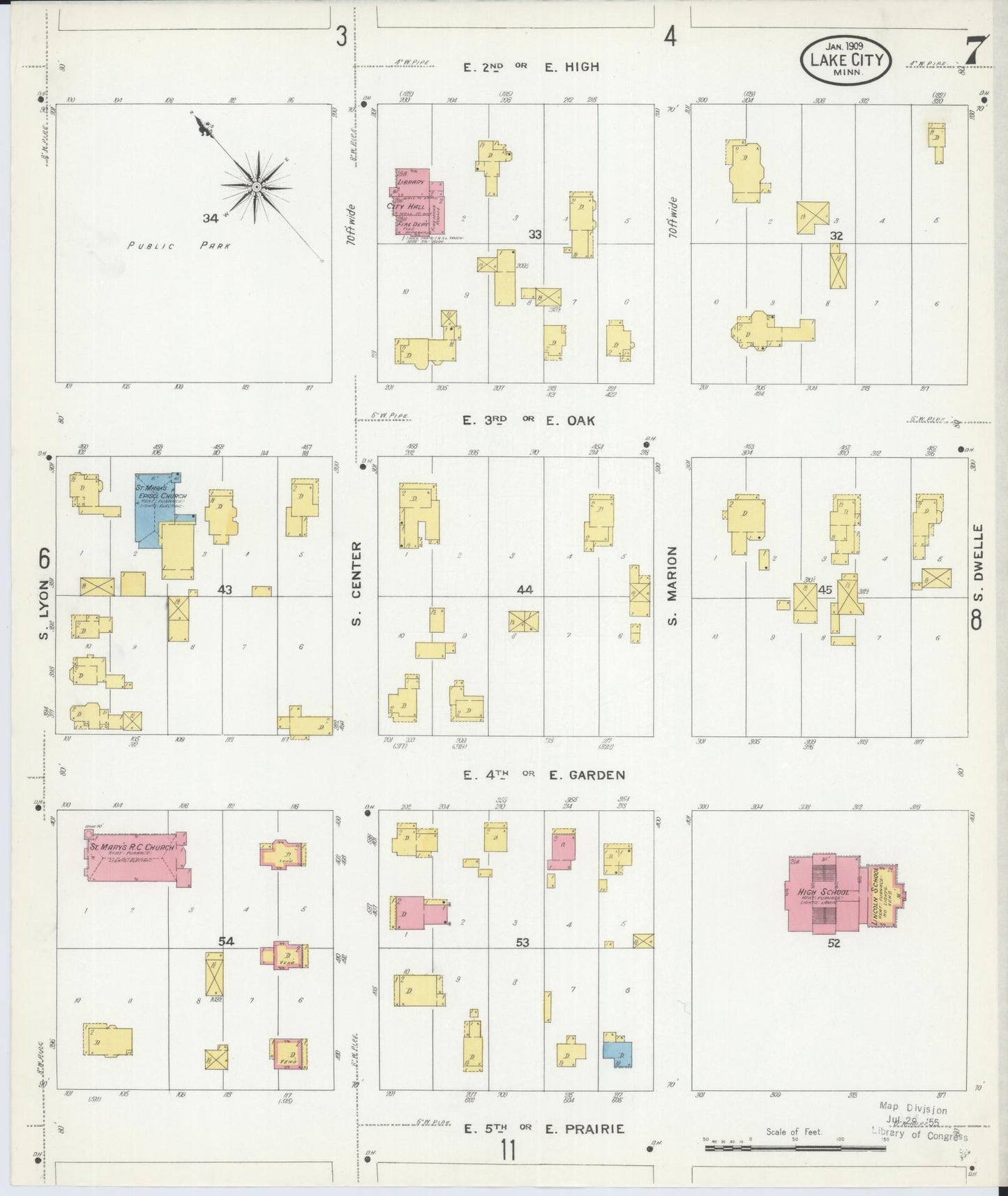 Sanborn Fire Insurance Map from Lake City, Wabasha County, Minnesota (1909), Sheet #0007 - Complete Map Set gallery image, historic Sanborn map, vintage wall art, Minnesota Minnesota