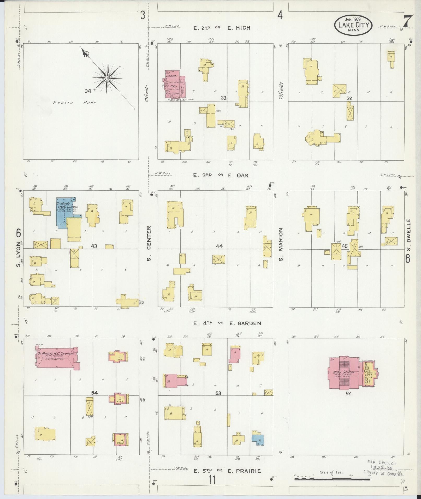 Sanborn Fire Insurance Map from Lake City, Wabasha County, Minnesota (1909), Sheet #0007 - Complete Map Set gallery image, historic Sanborn map, vintage wall art, Minnesota Minnesota