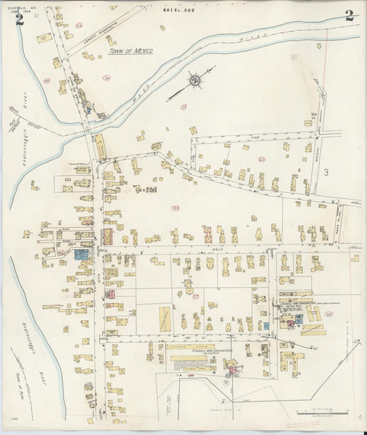 Sanborn Fire Insurance Map from Dixfield, Oxford County, Maine (1942), Sheet #0002 - Historic Sanborn Fire Insurance Map Print, vintage old map wall art, antique decor, genealogy gift, Maine Maine map