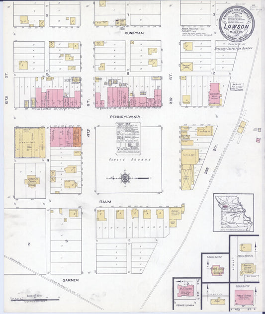 Sanborn Fire Insurance Map from Lawson, Ray County, Missouri (1917), Sheet #0001 - Historic Sanborn Fire Insurance Map Print, vintage old map wall art, antique decor, genealogy gift, Missouri Missouri map