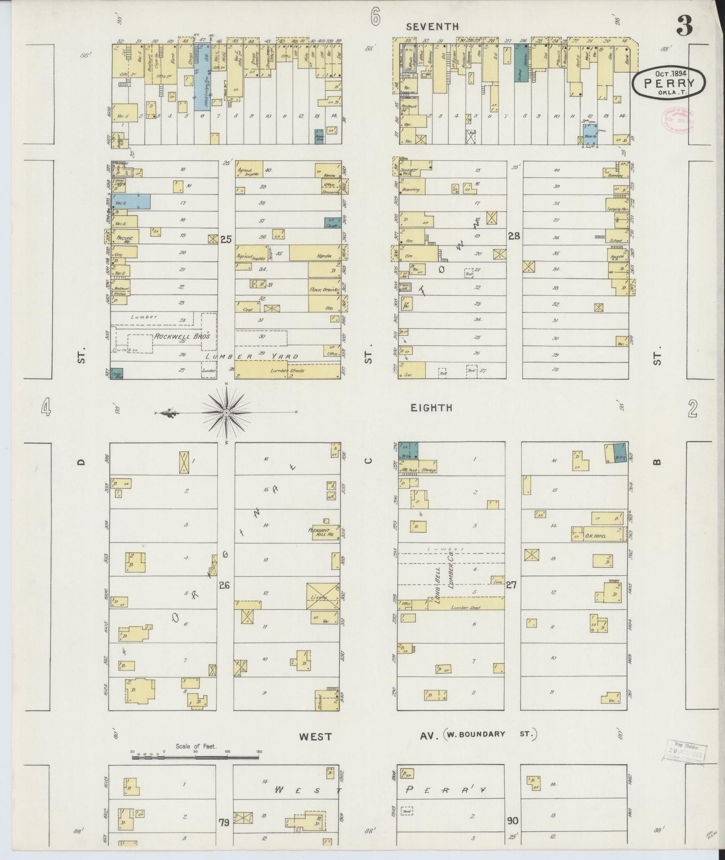 Sanborn Fire Insurance Map from Perry, Noble County, Oklahoma (1894), Sheet #0003 - Complete Map Set gallery image, historic Sanborn map, vintage wall art, Oklahoma Oklahoma