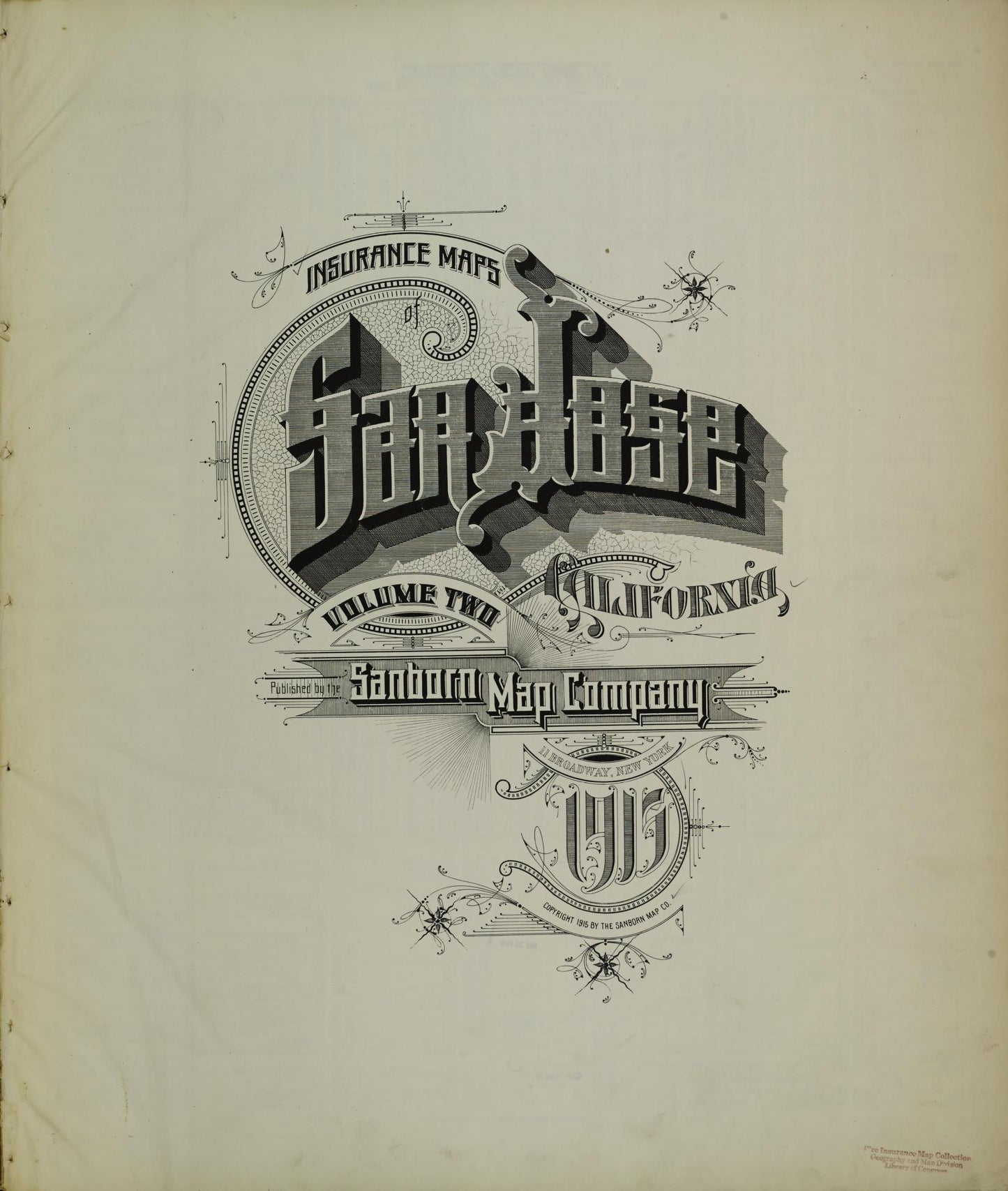 Sanborn Fire Insurance Map from San Jose, Santa Clara County, California (1915), Sheet #0001 - Complete Map Set gallery image, historic Sanborn map, vintage wall art, California California