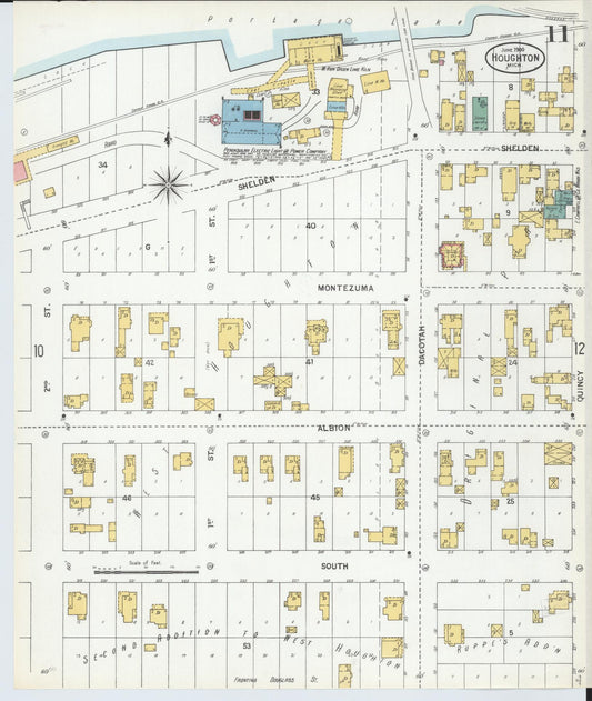 Sanborn Fire Insurance Map from Houghton, Houghton County, Michigan (1900), Sheet #0011 - Historic Sanborn Fire Insurance Map Print, vintage old map wall art, antique decor, genealogy gift, Michigan Michigan map