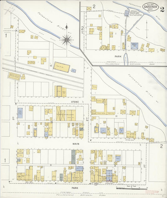 Sanborn Fire Insurance Map from Gardiner, Park County, Montana (1907), Sheet #0002 - Historic Sanborn Fire Insurance Map Print, vintage old map wall art, antique decor, genealogy gift, Montana Montana map