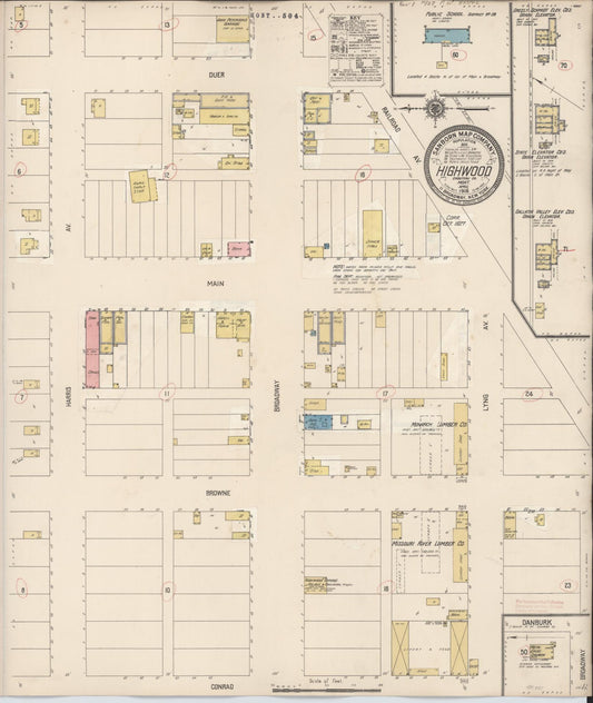 Sanborn Fire Insurance Map from Highwood, Chouteau County, Montana. (1927) – Historic Sanborn Fire Insurance Map Print