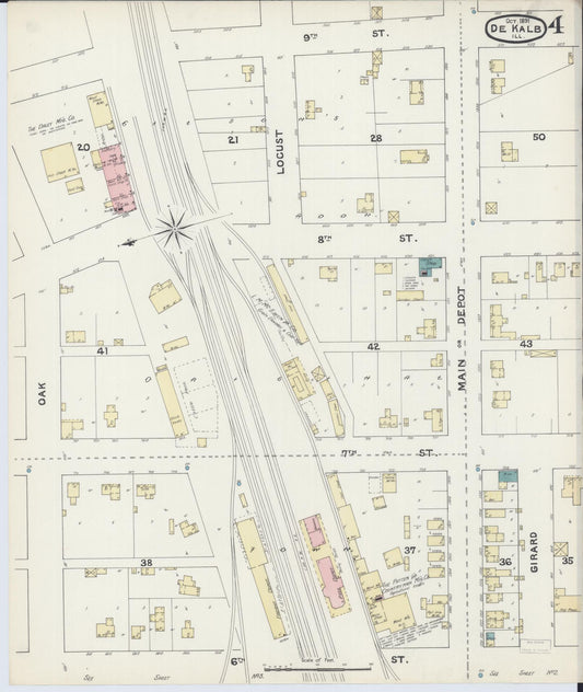 Sanborn Fire Insurance Map from De Kalb, De Kalb County, Illinois (1891), Sheet #0004 - Historic Sanborn Fire Insurance Map Print, vintage old map wall art, antique decor, genealogy gift, Illinois Illinois map
