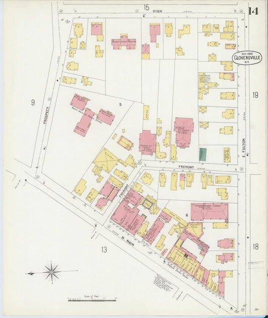 Sanborn Fire Insurance Map from Gloversville, Fulton County, New York (1902), Sheet #0014 - Historic Sanborn Fire Insurance Map Print, vintage old map wall art, antique decor, genealogy gift, New York New York map