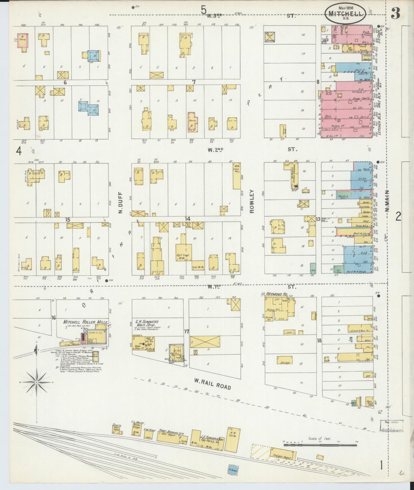 Sanborn Fire Insurance Map from Mitchell, Davison County, South Dakota (1898), Sheet #0003 - Complete Map Set gallery image, historic Sanborn map, vintage wall art, South Dakota South Dakota