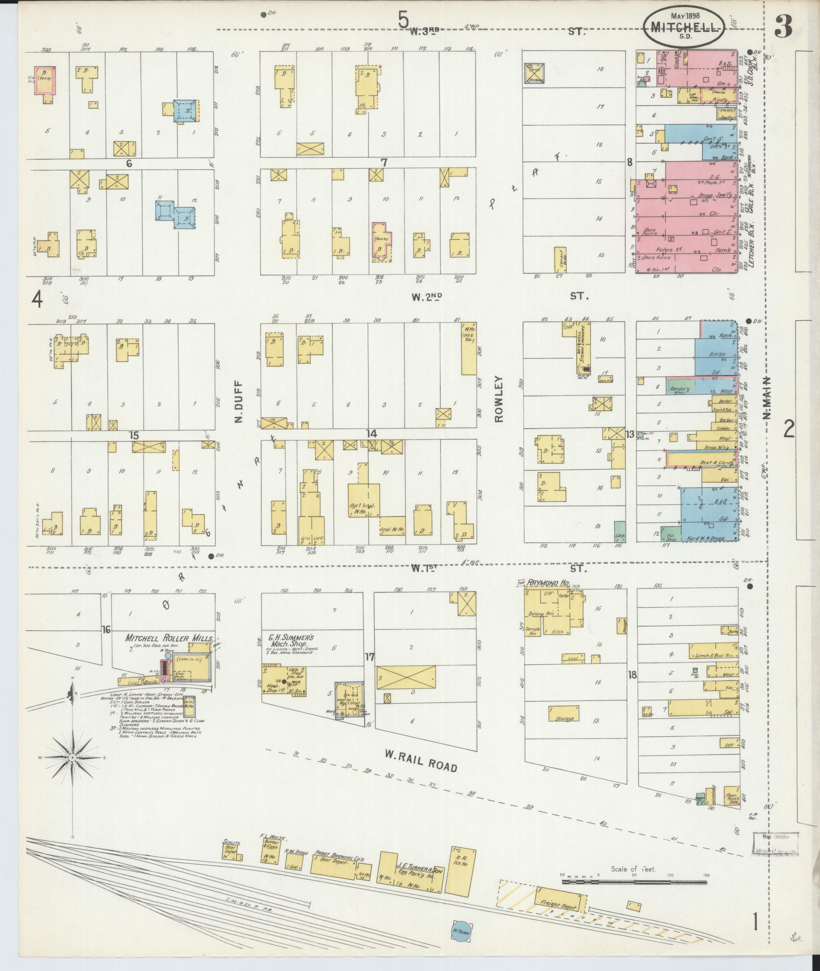 Sanborn Fire Insurance Map from Mitchell, Davison County, South Dakota (1898), Sheet #0003 - Complete Map Set gallery image, historic Sanborn map, vintage wall art, South Dakota South Dakota