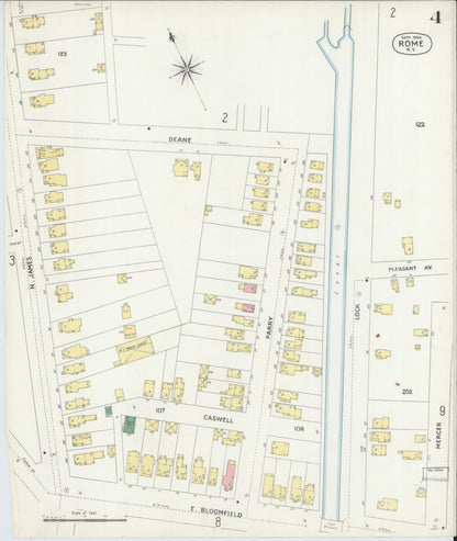 Sanborn Fire Insurance Map from Rome, Oneida County, New York (1904), Sheet #0004 - Historic Sanborn Fire Insurance Map Print, vintage old map wall art, antique decor, genealogy gift, New York New York map