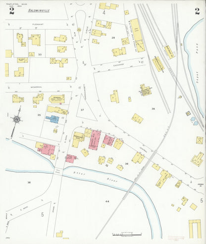 Sanborn Fire Insurance Map from Templeton, Worcester County, Massachusetts (1934), Sheet #0002 - Complete Map Set gallery image, historic Sanborn map, vintage wall art, Massachusetts Massachusetts