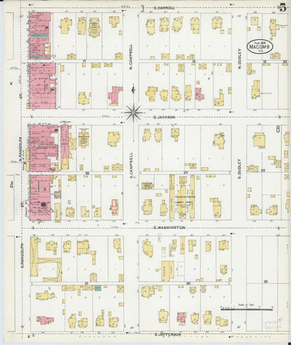 Sanborn Fire Insurance Map from Macomb, Mcdonough County, Illinois (1906), Sheet #0005 - Historic Sanborn Fire Insurance Map Print, vintage old map wall art, antique decor, genealogy gift, Illinois Illinois map