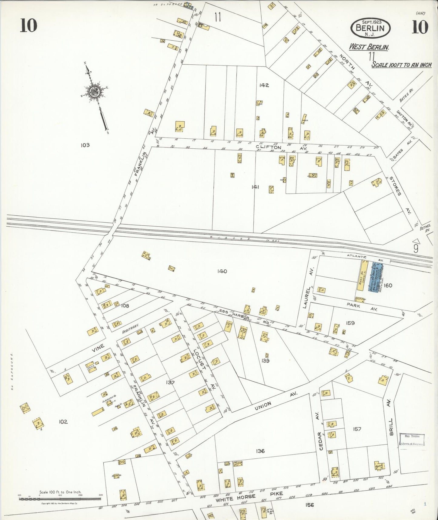 Sanborn Fire Insurance Map from Berlin, Camden County, New Jersey (1923), Sheet #0010 - Complete Map Set gallery image, historic Sanborn map, vintage wall art, New Jersey New Jersey