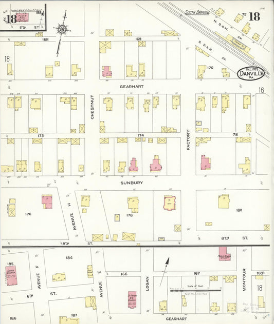 Sanborn Fire Insurance Map from Danville, Montour County, Pennsylvania (1923), Sheet #0018 - Historic Sanborn Fire Insurance Map Print, vintage old map wall art, antique decor, genealogy gift, Pennsylvania Pennsylvania map
