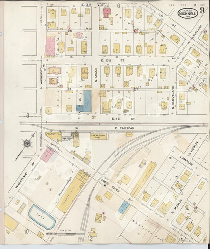 Sanborn Fire Insurance Map from Bicknell, Knox County, Indiana (1946), Sheet #0009 - Complete Map Set gallery image, historic Sanborn map, vintage wall art, Indiana Indiana