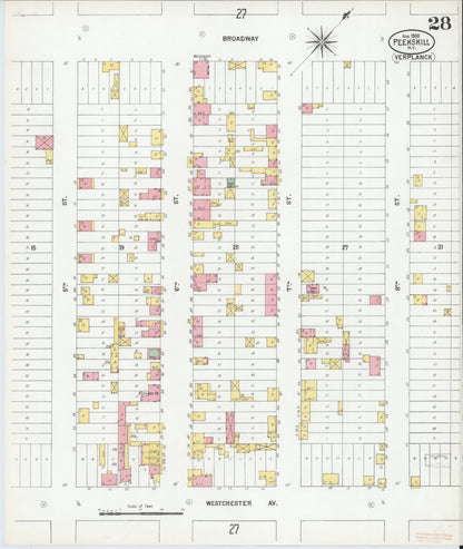 Sanborn Fire Insurance Map from Peekskill, Westchester County, New York (1900), Sheet #0028 - Complete Map Set gallery image, historic Sanborn map, vintage wall art, New York New York