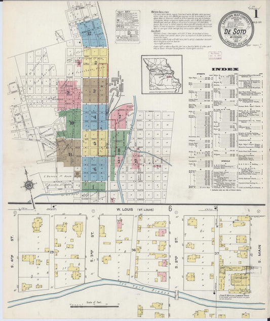 Sanborn Fire Insurance Map from De Soto, Jefferson County, Missouri. (1915) – Historic Sanborn Fire Insurance Map Print