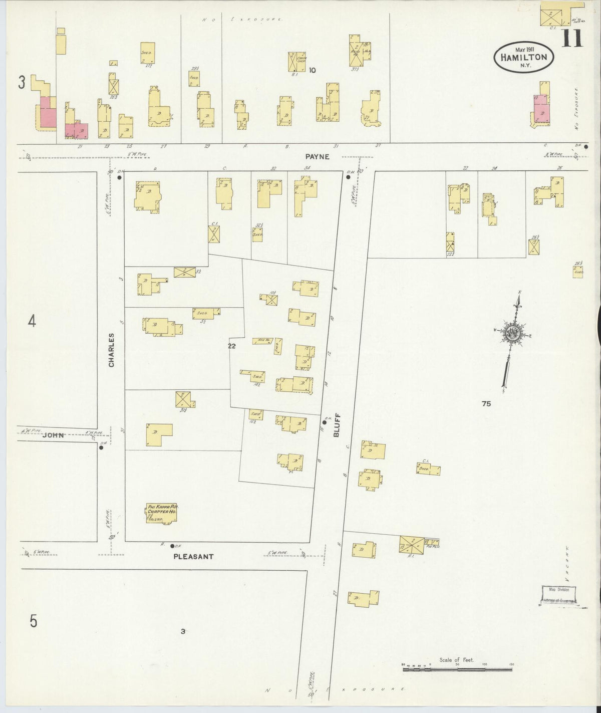Sanborn Fire Insurance Map from Hamilton, Madison County, New York (1911), Sheet #0011 - Historic Sanborn Fire Insurance Map Print, vintage old map wall art, antique decor, genealogy gift, New York New York map
