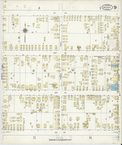 Sanborn Fire Insurance Map from Miami, Dade County, Florida (1914), Sheet #0009 - Complete Map Set gallery image, historic Sanborn map, vintage wall art, Florida Florida