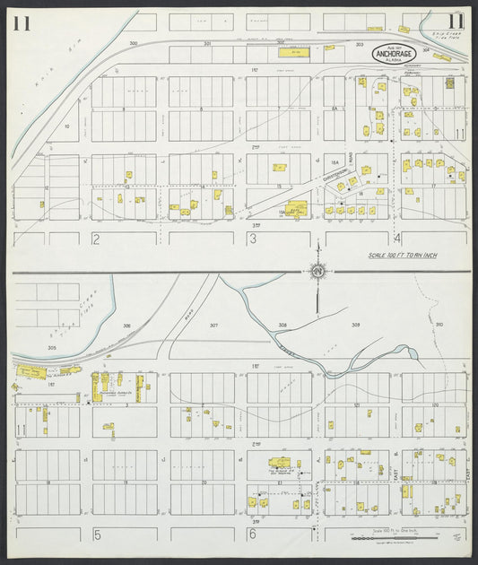 Sanborn Fire Insurance Map from Anchorage, Anchorage Census Division, Alaska (1927), Sheet #0011 - Historic Sanborn Fire Insurance Map Print, vintage old map wall art, antique decor, genealogy gift, Alaska Alaska map