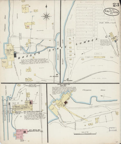 Sanborn Fire Insurance Map from Eau Claire, Eau Claire County, Wisconsin (1885), Sheet #0023 - Complete Map Set gallery image, historic Sanborn map, vintage wall art, Wisconsin Wisconsin