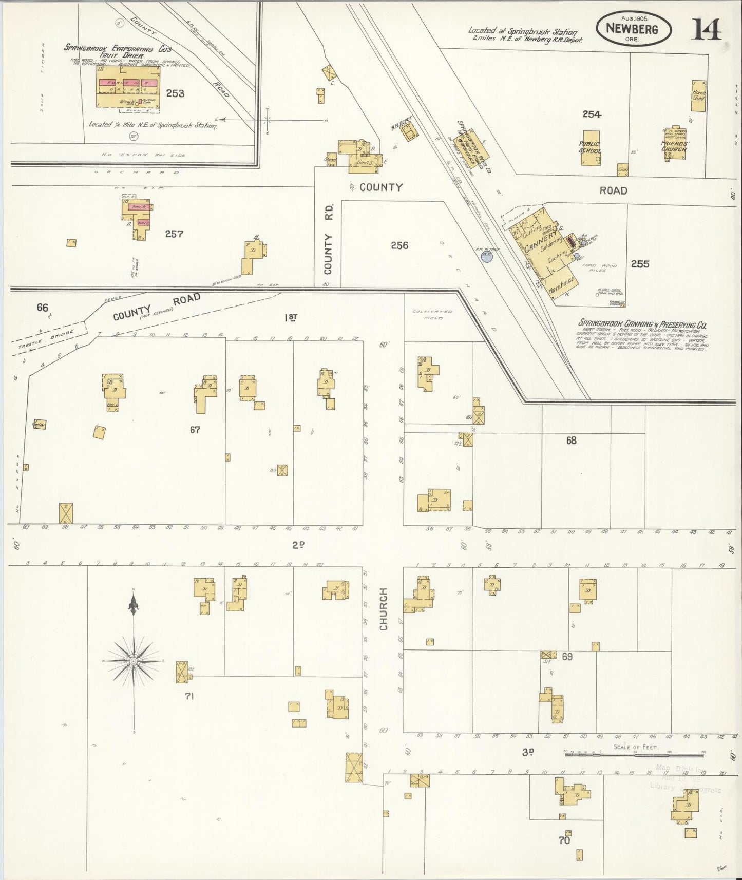 Sanborn Fire Insurance Map from Newberg, Yamhill County, Oregon (1905), Sheet #0014 - Complete Map Set gallery image, historic Sanborn map, vintage wall art, Oregon Oregon