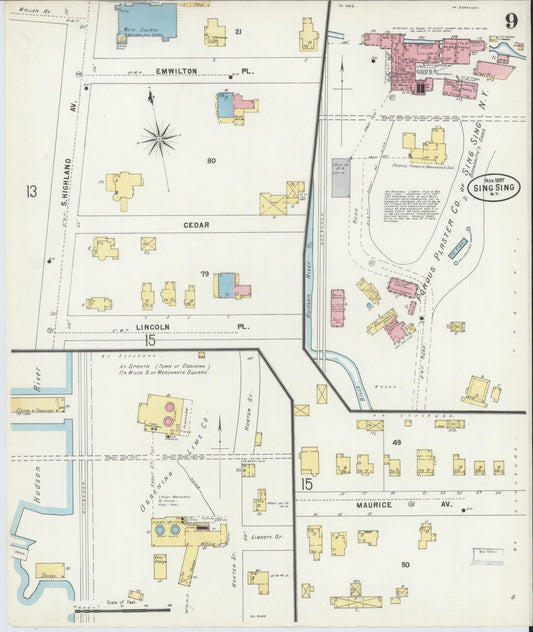 Sanborn Fire Insurance Map from Sing Sing, Westchester County, New York (1897), Sheet #0009 - Historic Sanborn Fire Insurance Map Print, vintage old map wall art, antique decor, genealogy gift, New York New York map