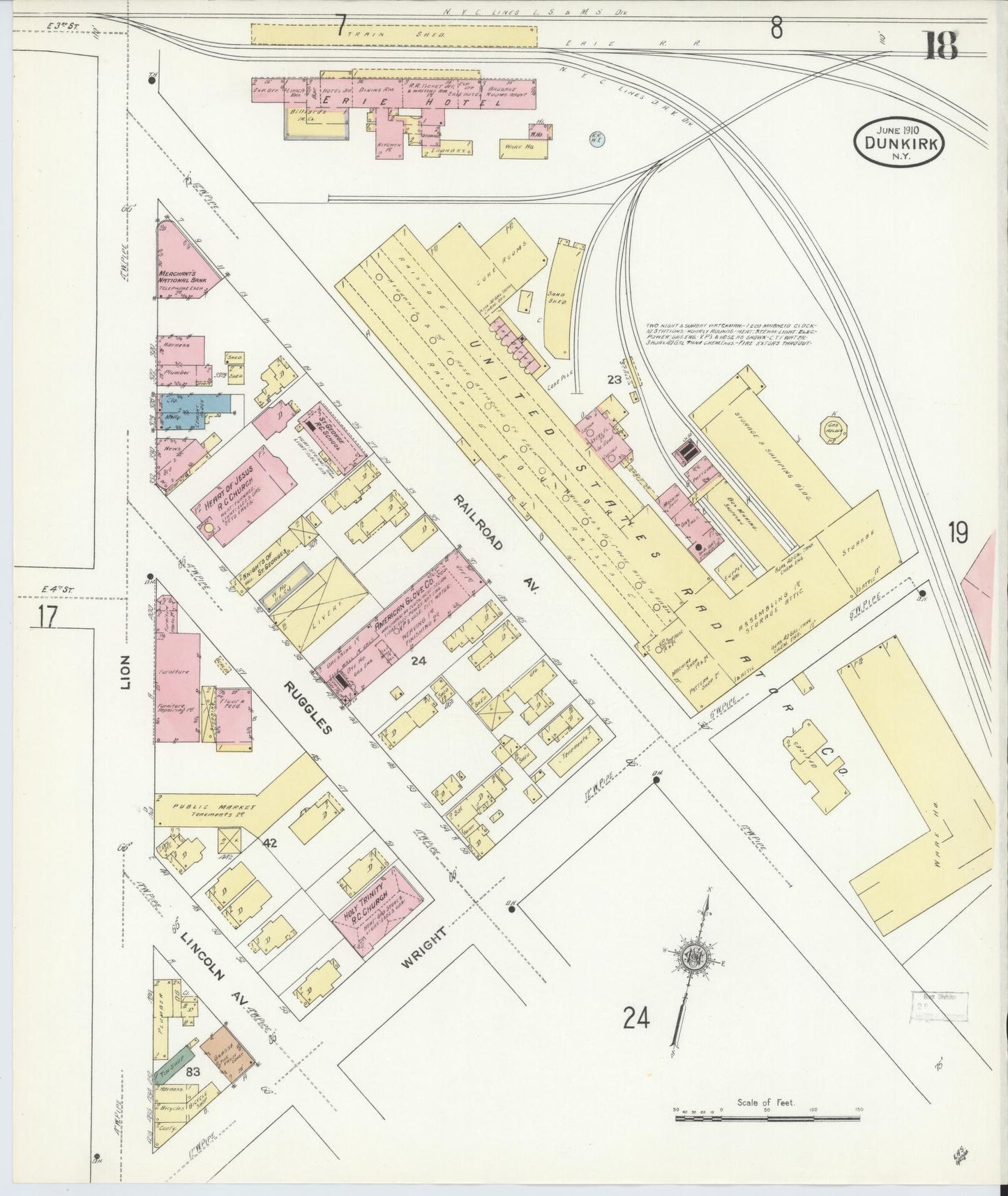 Sanborn Fire Insurance Map from Dunkirk, Chautauqua County, New York (1910), Sheet #0018 - Complete Map Set gallery image, historic Sanborn map, vintage wall art, New York New York