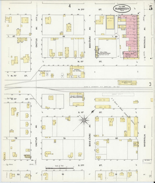 Sanborn Fire Insurance Map from Hubbard, Hill County, Texas (1909), Sheet #0005 - Historic Sanborn Fire Insurance Map Print, vintage old map wall art, antique decor, genealogy gift, Texas Texas map