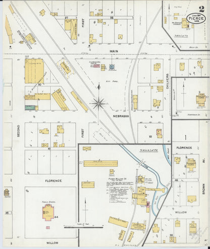 Sanborn Fire Insurance Map from Pierce, Pierce County, Nebraska (1904), Sheet #0002 - Complete Map Set gallery image, historic Sanborn map, vintage wall art, Nebraska Nebraska