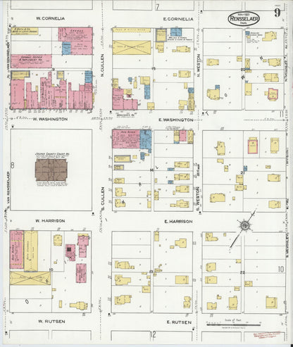 Sanborn Fire Insurance Map from Rensselaer, Jasper County, Indiana (1921), Sheet #0009 - Historic Sanborn Fire Insurance Map Print, vintage old map wall art, antique decor, genealogy gift, Indiana Indiana map