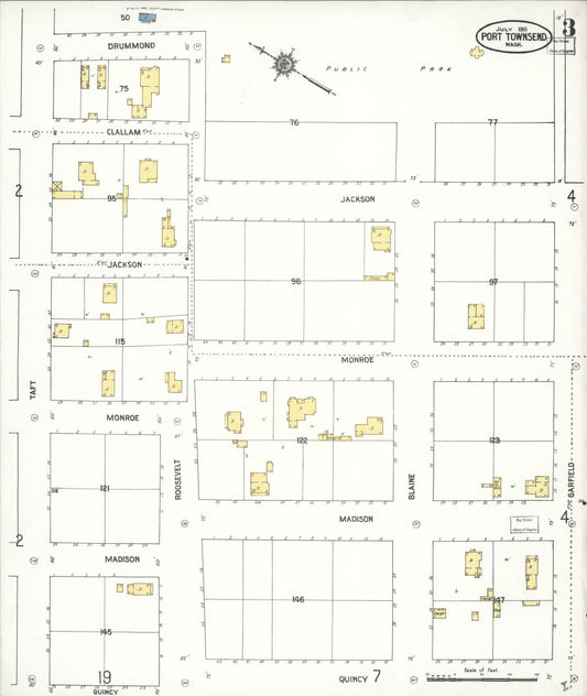 Sanborn Fire Insurance Map from Port Townsend, Jefferson County, Washington (1911), Sheet #0003 - Historic Sanborn Fire Insurance Map Print, vintage old map wall art, antique decor, genealogy gift, Washington Washington map
