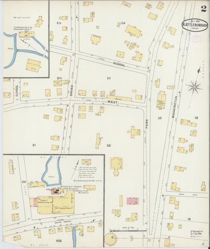 Sanborn Fire Insurance Map from North Attleborough, Bristol County, Massachusetts (1894), Sheet #0002 - Complete Map Set gallery image, historic Sanborn map, vintage wall art, Massachusetts Massachusetts