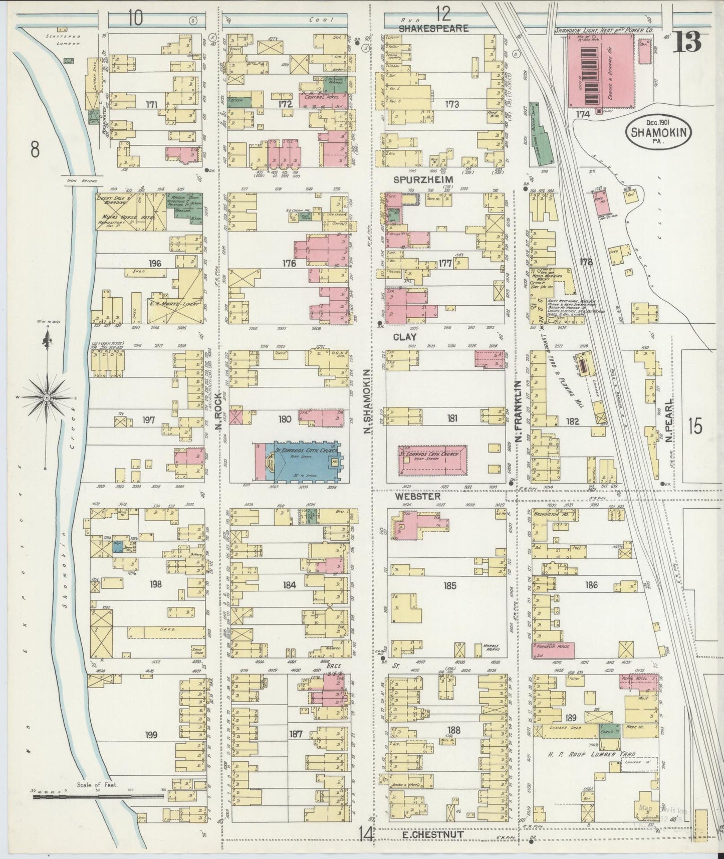 Sanborn Fire Insurance Map from Shamokin, Northumberland County, Pennsylvania (1901), Sheet #0013 - Complete Map Set gallery image, historic Sanborn map, vintage wall art, Pennsylvania Pennsylvania