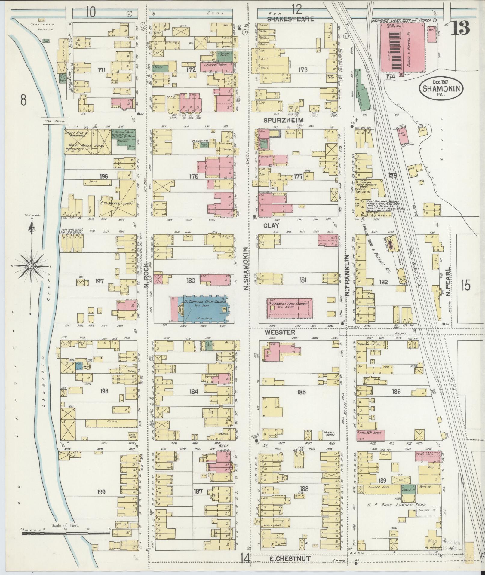 Sanborn Fire Insurance Map from Shamokin, Northumberland County, Pennsylvania (1901), Sheet #0013 - Complete Map Set gallery image, historic Sanborn map, vintage wall art, Pennsylvania Pennsylvania