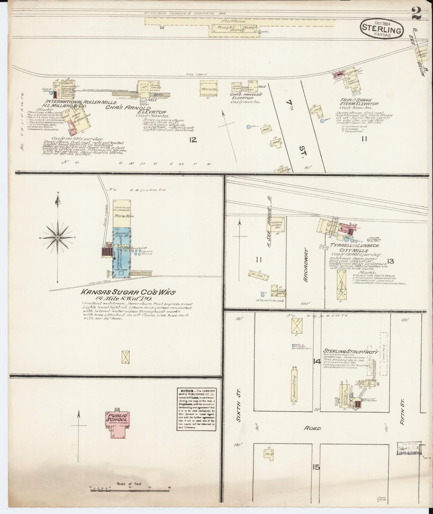Sanborn Fire Insurance Map from Sterling, Rice County, Kansas (1884), Sheet #0002 - Complete Map Set gallery image, historic Sanborn map, vintage wall art, Kansas Kansas