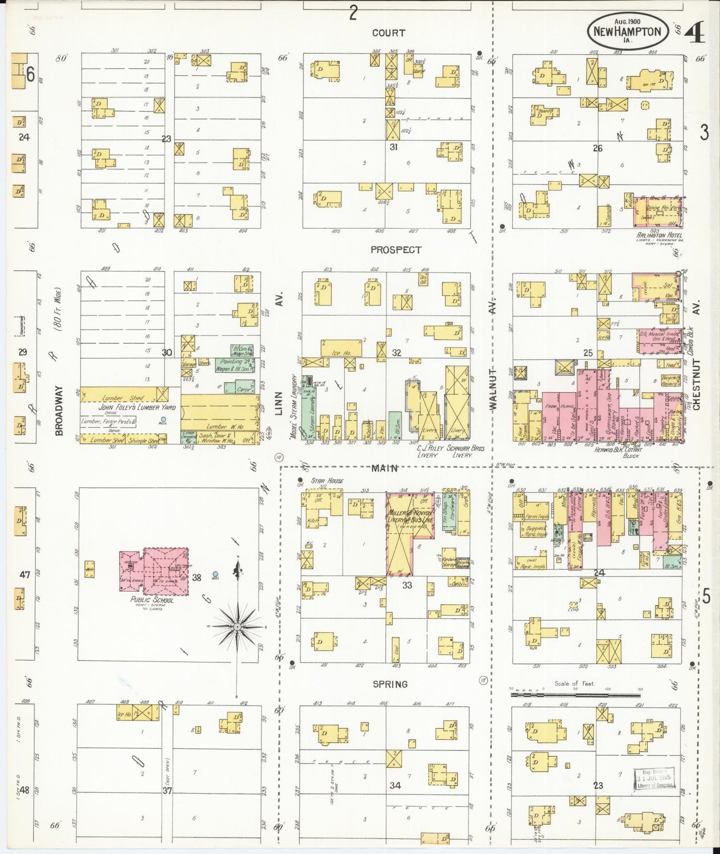 Sanborn Fire Insurance Map from New Hampton, Chickasaw County, Iowa (1900), Sheet #0004 - Historic Sanborn Fire Insurance Map Print
