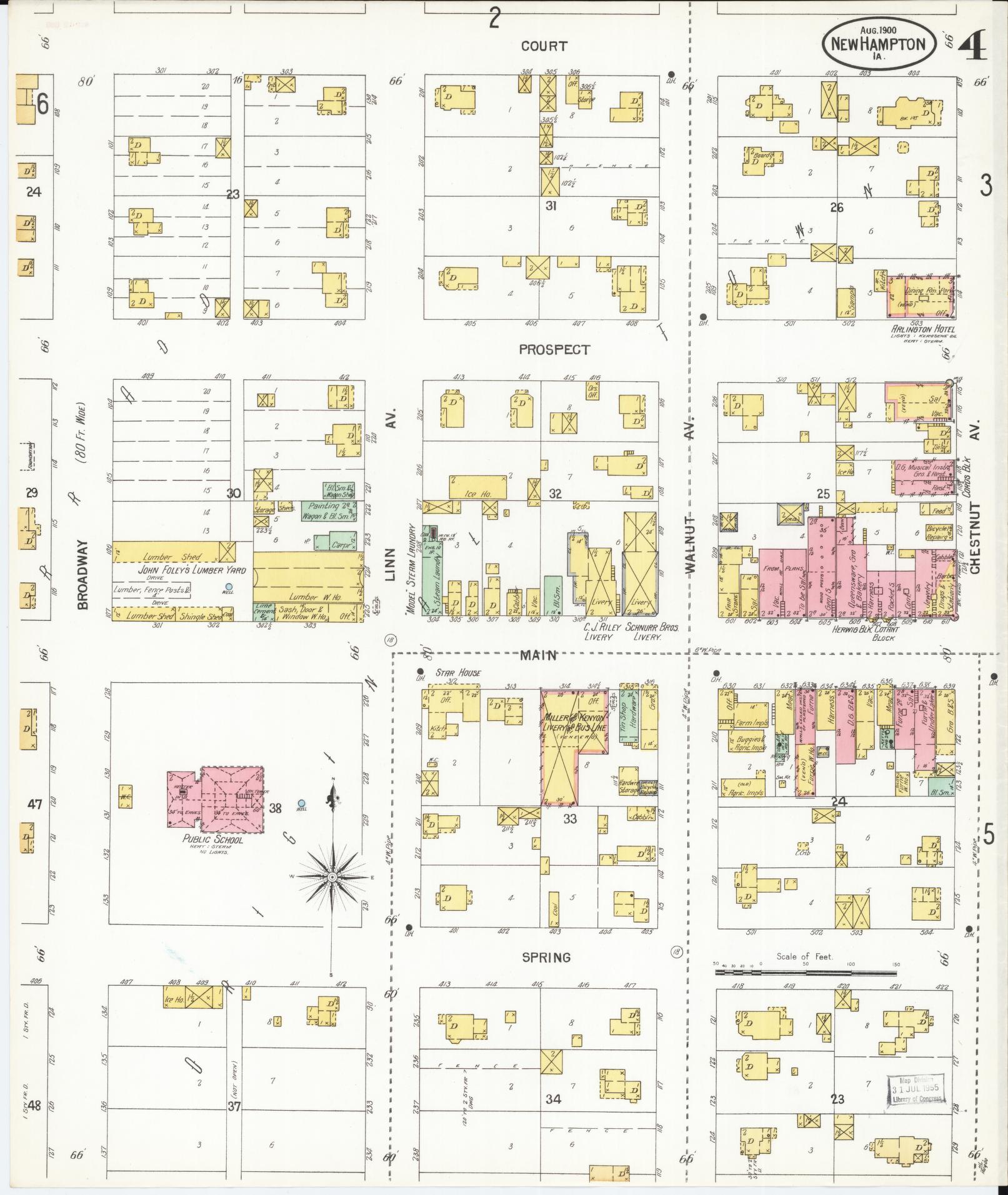 Sanborn Fire Insurance Map from New Hampton, Chickasaw County, Iowa (1900), Sheet #0004 - Historic Sanborn Fire Insurance Map Print