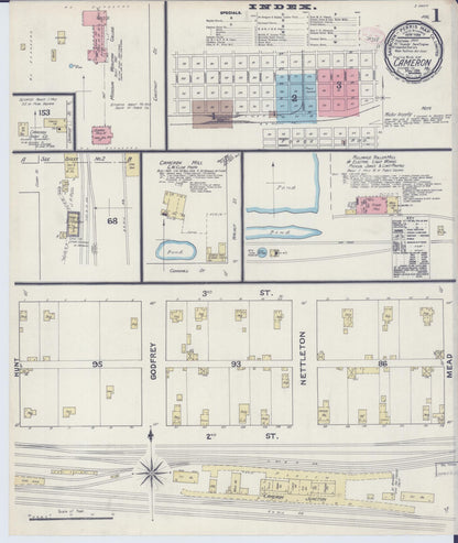 Sanborn Fire Insurance Map from Cameron, Clinton County, Missouri (1891), Sheet #0001 - Complete Map Set gallery image, historic Sanborn map, vintage wall art, Missouri Missouri