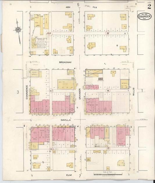 Sanborn Fire Insurance Map from Granger, Williamson County, Texas (1940), Sheet #0002 - Historic Sanborn Fire Insurance Map Print, vintage old map wall art, antique decor, genealogy gift, Texas Texas map