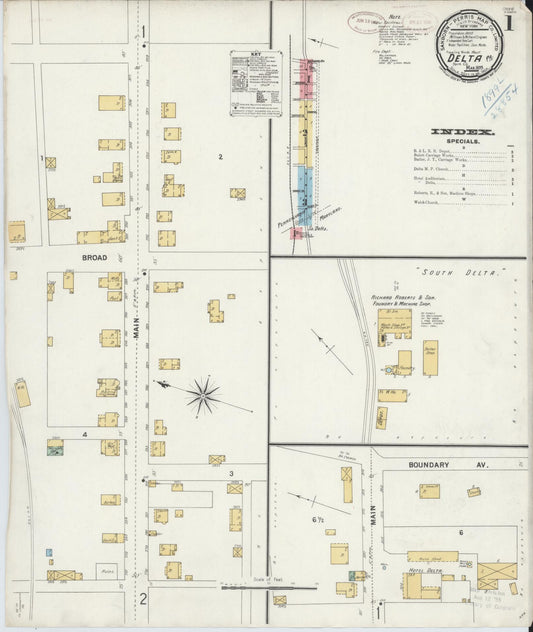 Sanborn Fire Insurance Map from Delta, York County, Pennsylvania (1899), Sheet #0001 - Historic Sanborn Fire Insurance Map Print, vintage old map wall art, antique decor, genealogy gift, Pennsylvania Pennsylvania map